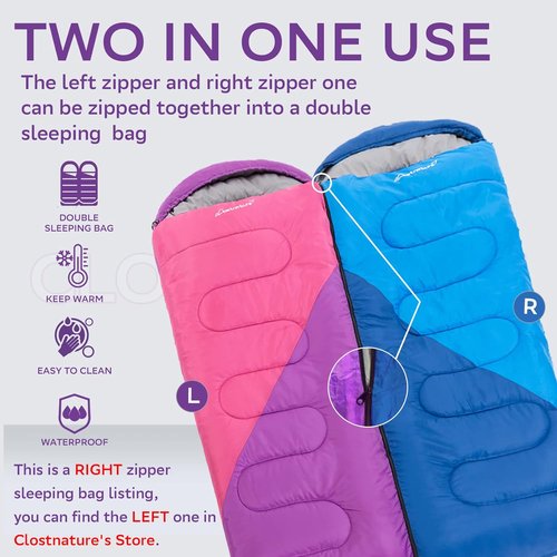 Clostnature Sleeping Bag - Lightweight Ultralight Camping Bag for Adults & Kids | Cold Weather, Compression Sack Included