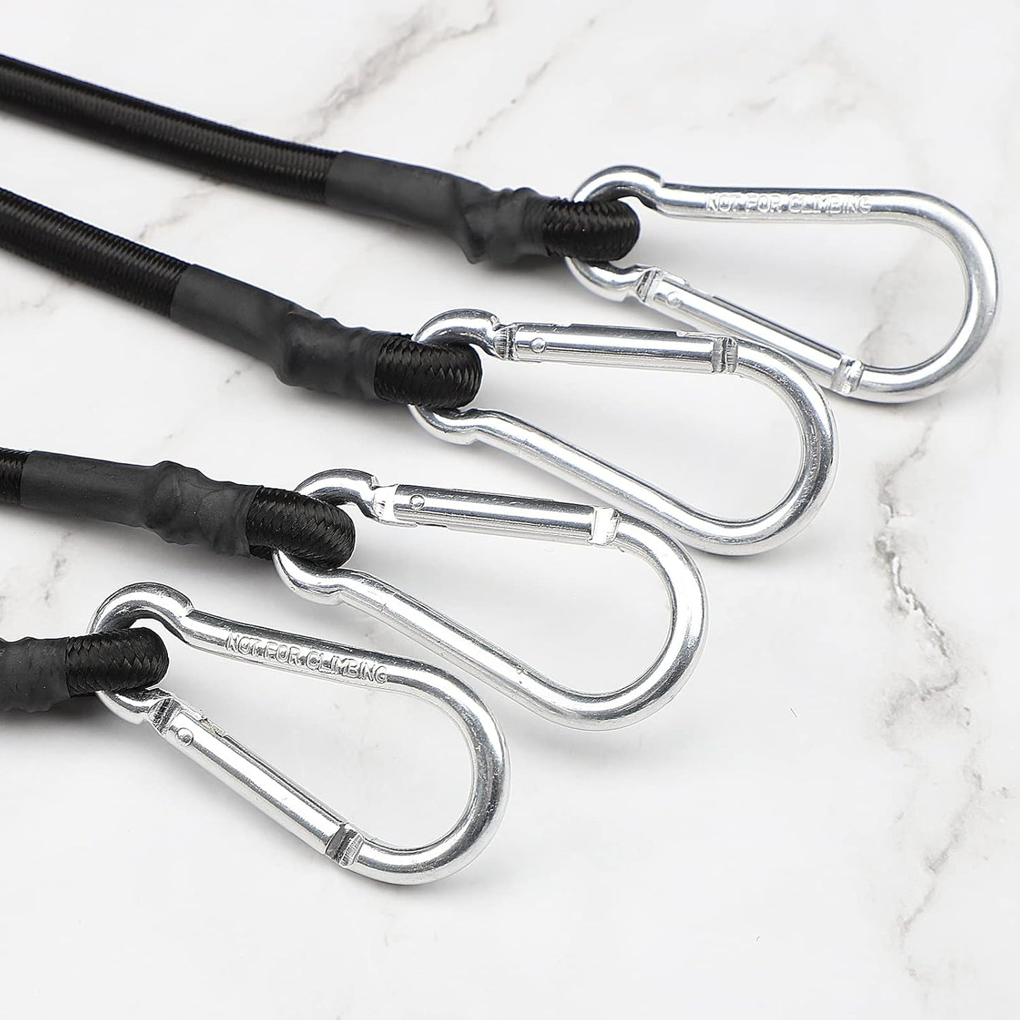 ZHOUBIN 18-Inch Black Bungee Cords - Durable with Carabiner Hooks | 2-Pack for Secure Tie-Downs