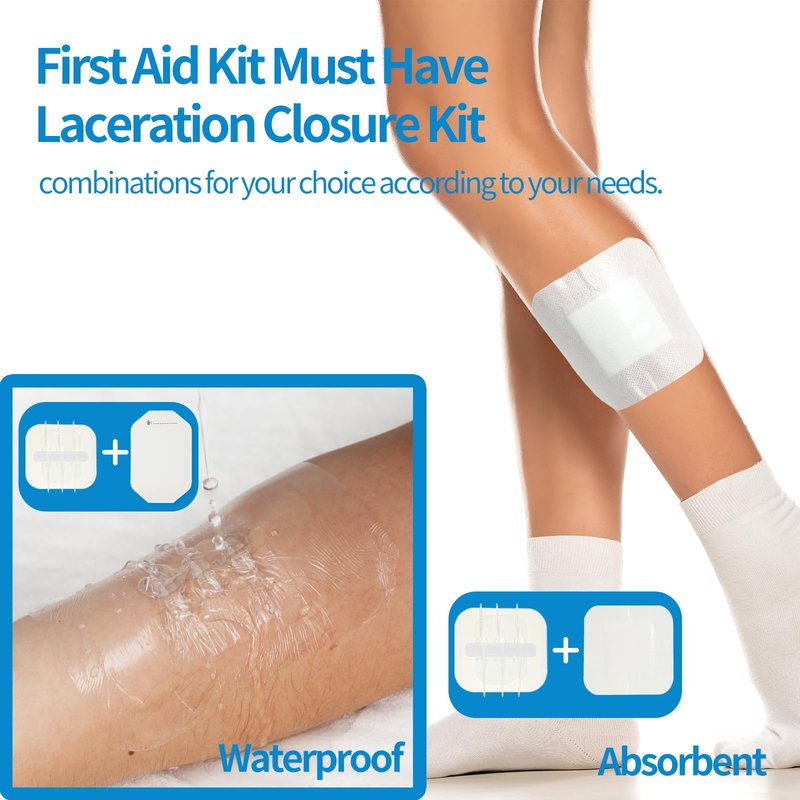 Emergency Laceration Closures, Zipstitch Wound Closure Device (4 Set) - 2 Types Laceration Repair Without Stitches, Easy to Use Wound Closure Kit for Home, Outdoors