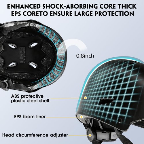 Skateboard Helmet for Adults - Adjustable Certified Safety Adults Helmet for Skateboarding Bike Bicycle Scooter Cycling Skate Skating Multisport Helmets for Women Men Boys Girls Kids Youth