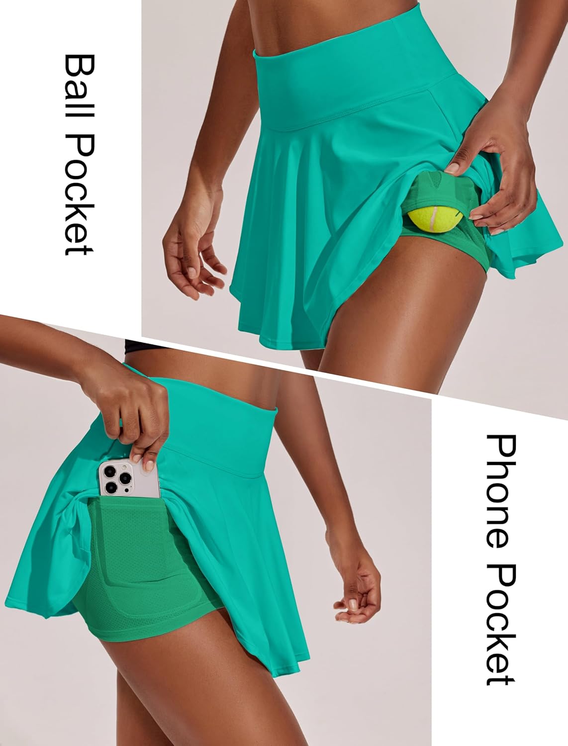 PINSPARK Women's Tennis Skirt - Pleated High-Waisted Athletic Skort with Pockets for Golf & Workout