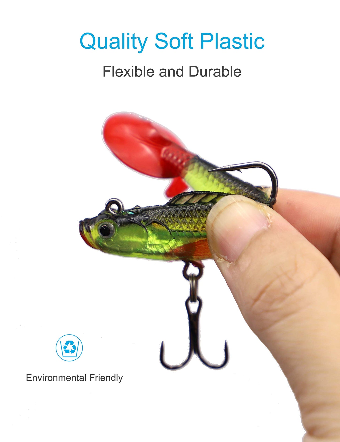 Facikono Lures for Bass Jig Head Soft Swimbait, 6-Pack 6 Colors Plastic Bait for Saltwater/Freshwater Fishing