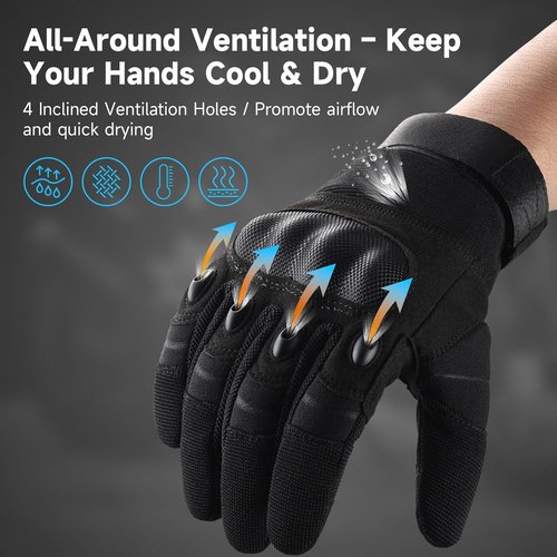 Cierto Motorcycle Gloves - Touch Screen Tactical Full Finger Gloves with Hard Knuckles | Adjustable Wrist for Riding & Climbing