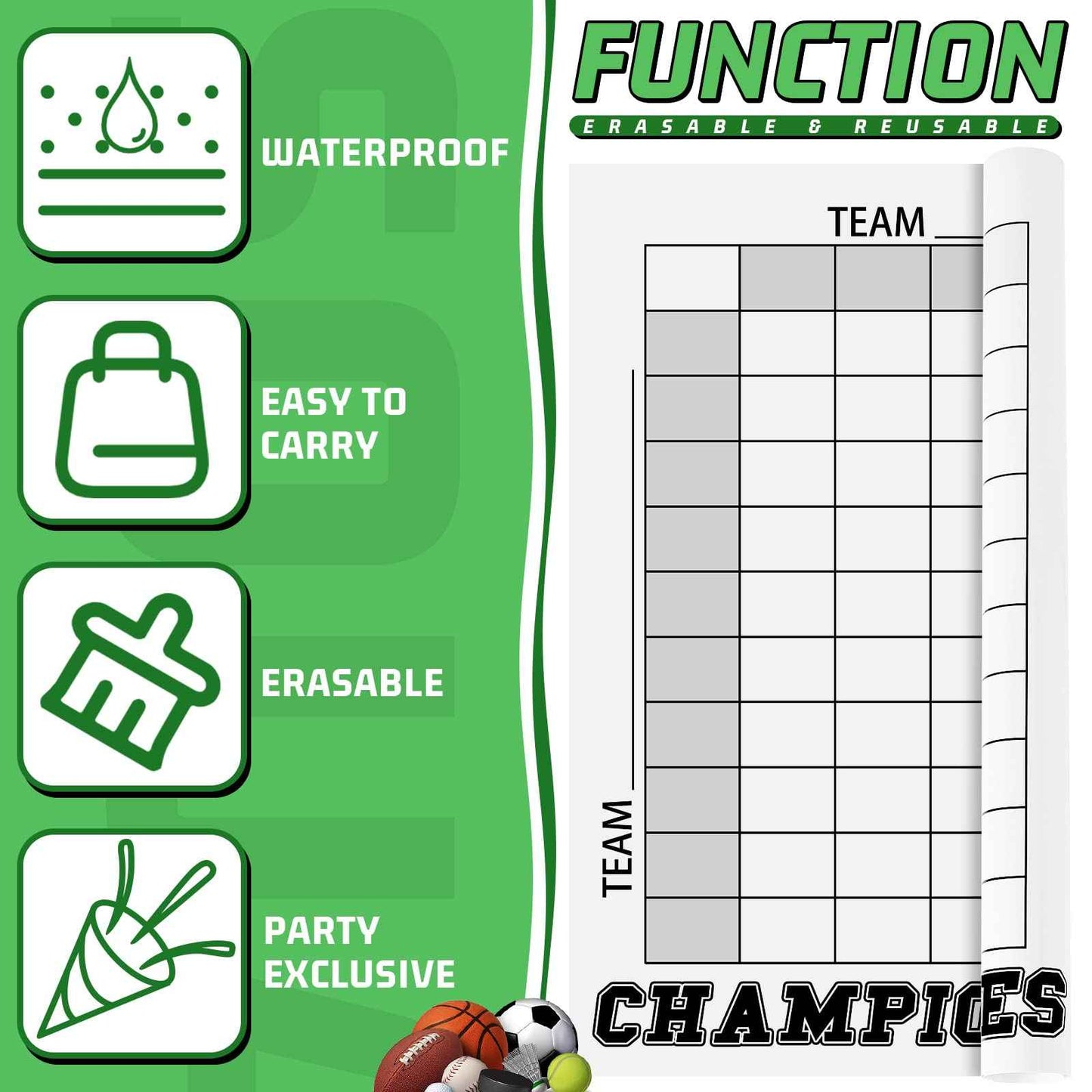 100 Football Squares Board Dry Erase Office Pool Game Set - 24 x 36 Inch Score Record Poster with Dry Erase Pen and Cleaning Cloth, Ideal for Sport Party Decorations