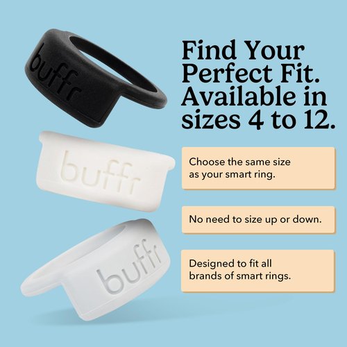Buffr SMART Ring Protector – Silicone Ring Guards Compatible with Oura, Ultrahuman, RingConn & More Bands – Slim Fit, Sensor-Friendly Smart Ring Cover for Workout, Work & Daily Wear (White, Size 7)