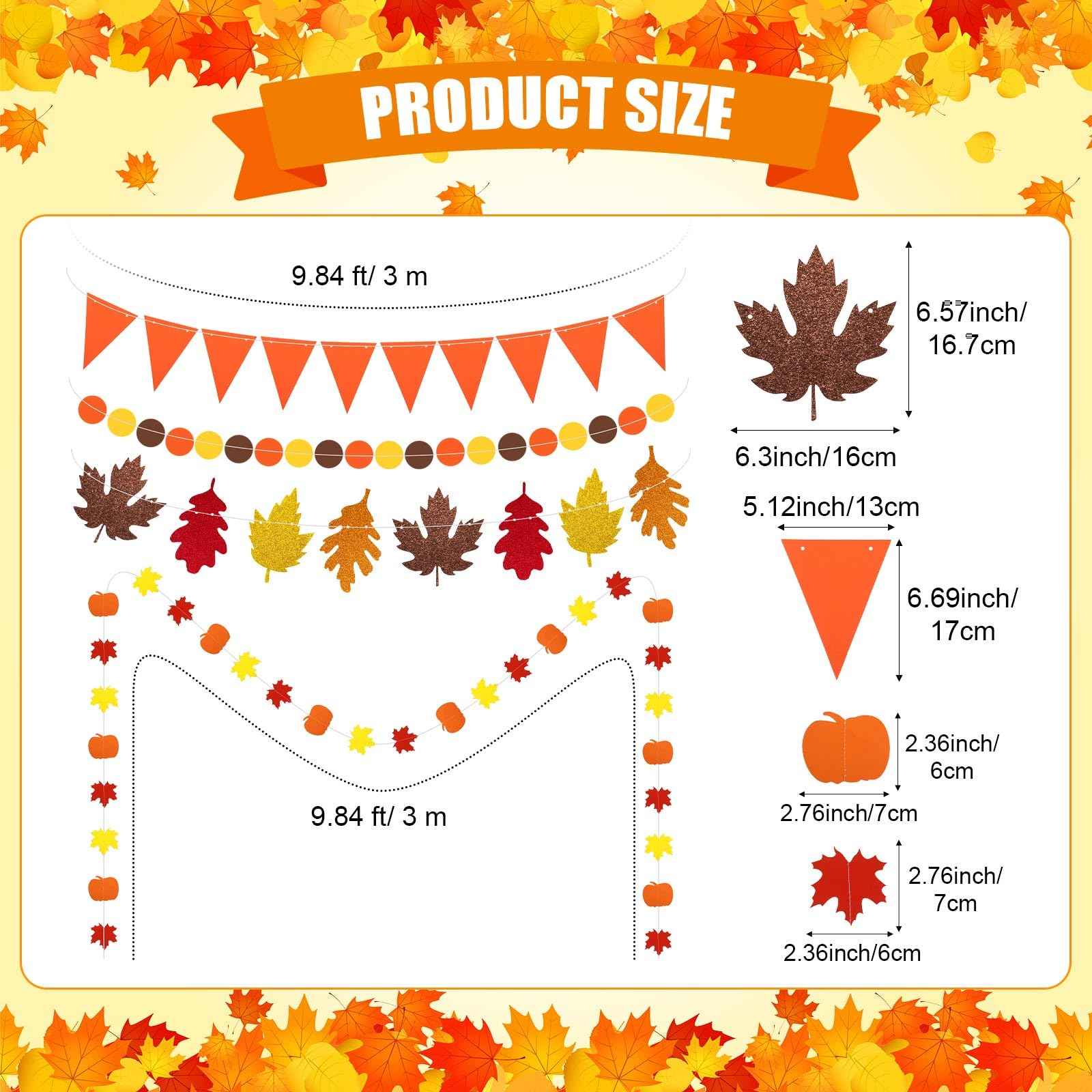 Yexiya 18 Pcs Fall Party Decoration Includes Fall Paper Lanterns Autumn Paper Fans Pompoms Maple Leaf Garlands Flower Balls Hanging Ceiling Decorations for Thanksgiving Harvest Wedding