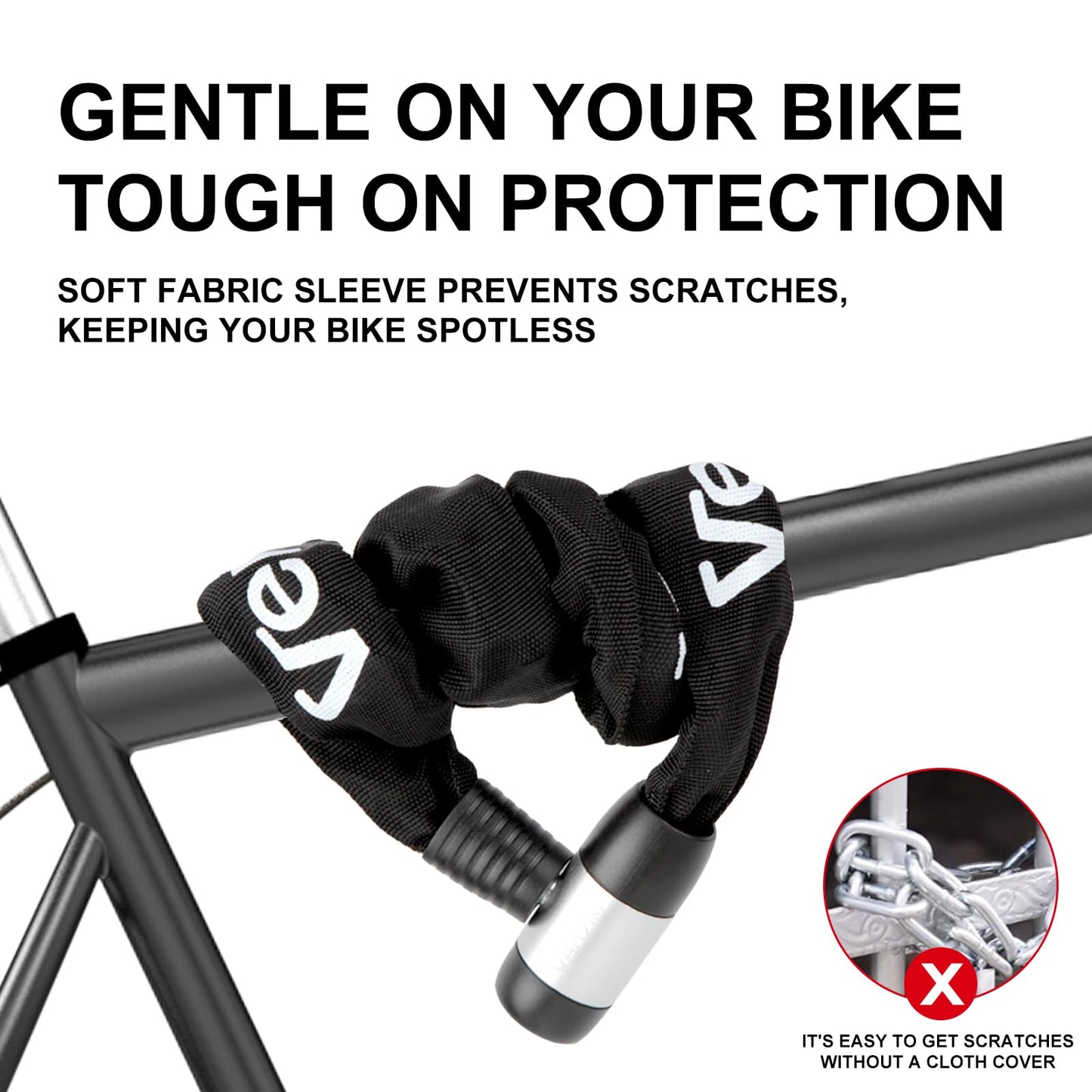 Venzio Bike Chain Lock, 3FT (900mm) Heavy Duty Anti-Theft Bicycle Lock with 2 Keys, 6mm Thick Steel Chain, Waterproof Sleeve and Zinc Alloy Core, Ideal for Scooter, Fence, Gate, Motorcycle