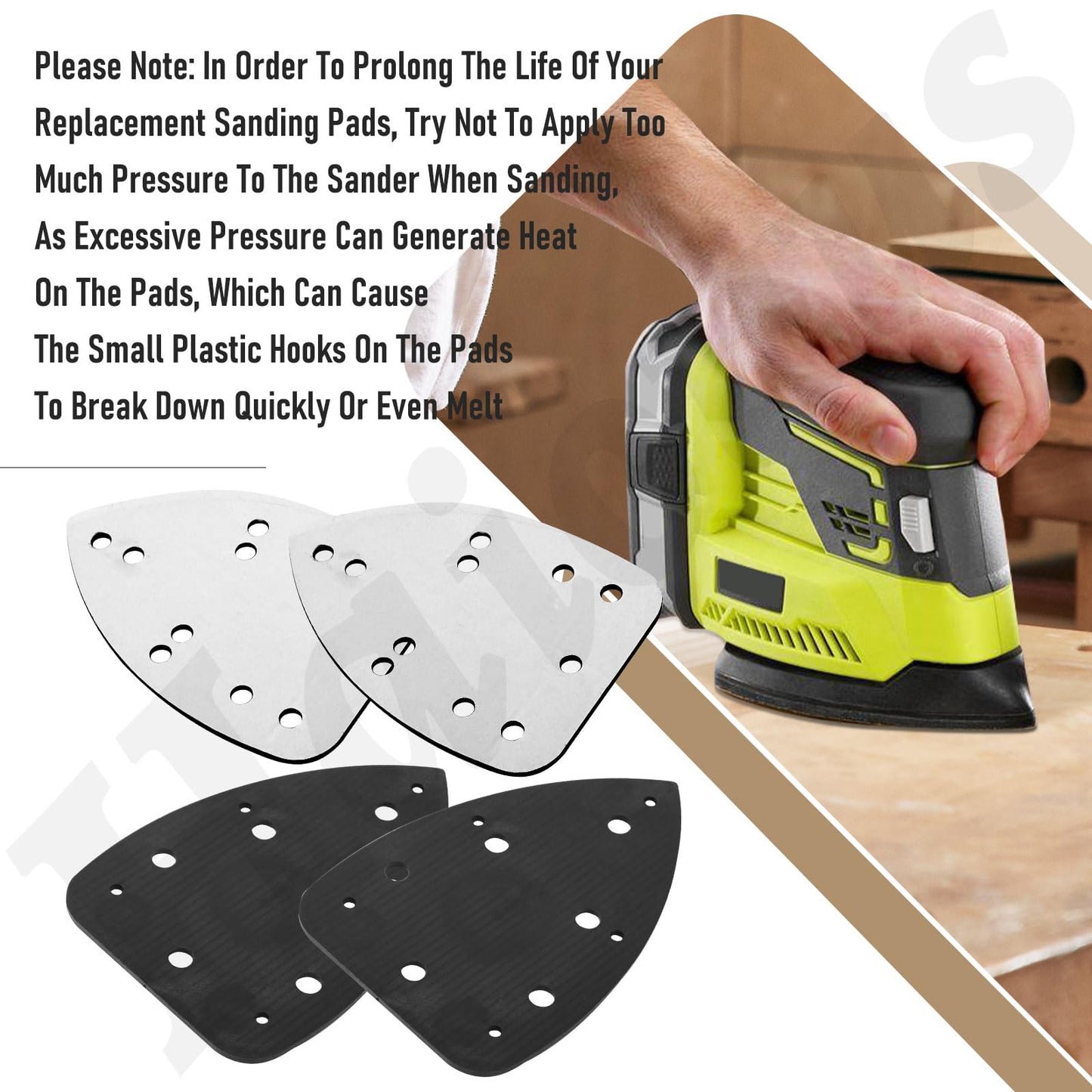 2 Pack 039065005001 Mouse Sander Replacement Pads Compatible with Ryobi Ridgid/Homelite CFS1503K CFS1503 CFS1502 CFS1503G Backing Platen Detail Sander