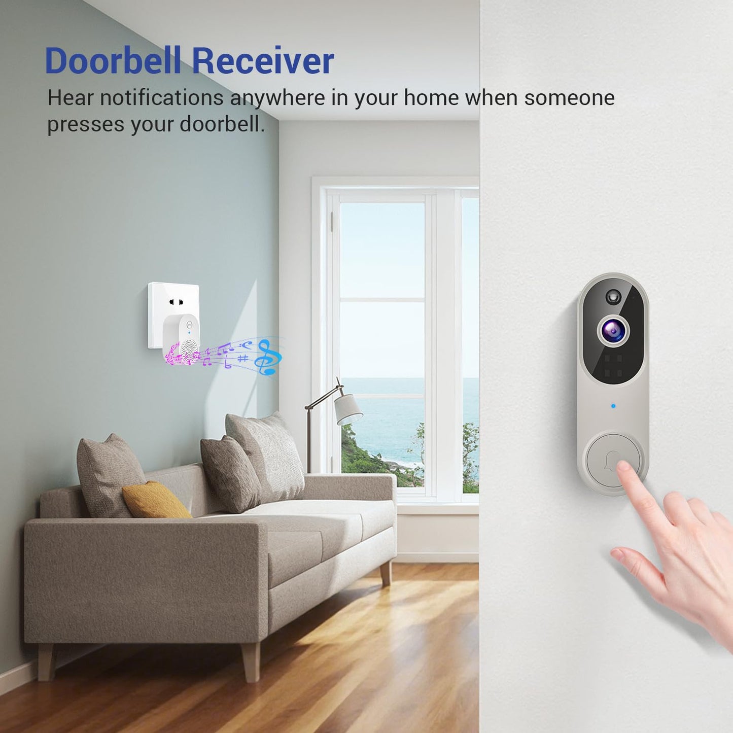 SwagBuzz 1080p Wireless Video Doorbell Camera with Night Vision, Two Way Audio and AI Motion Detection, 2.4G WiFi, Cloud Storage, Battery Powered