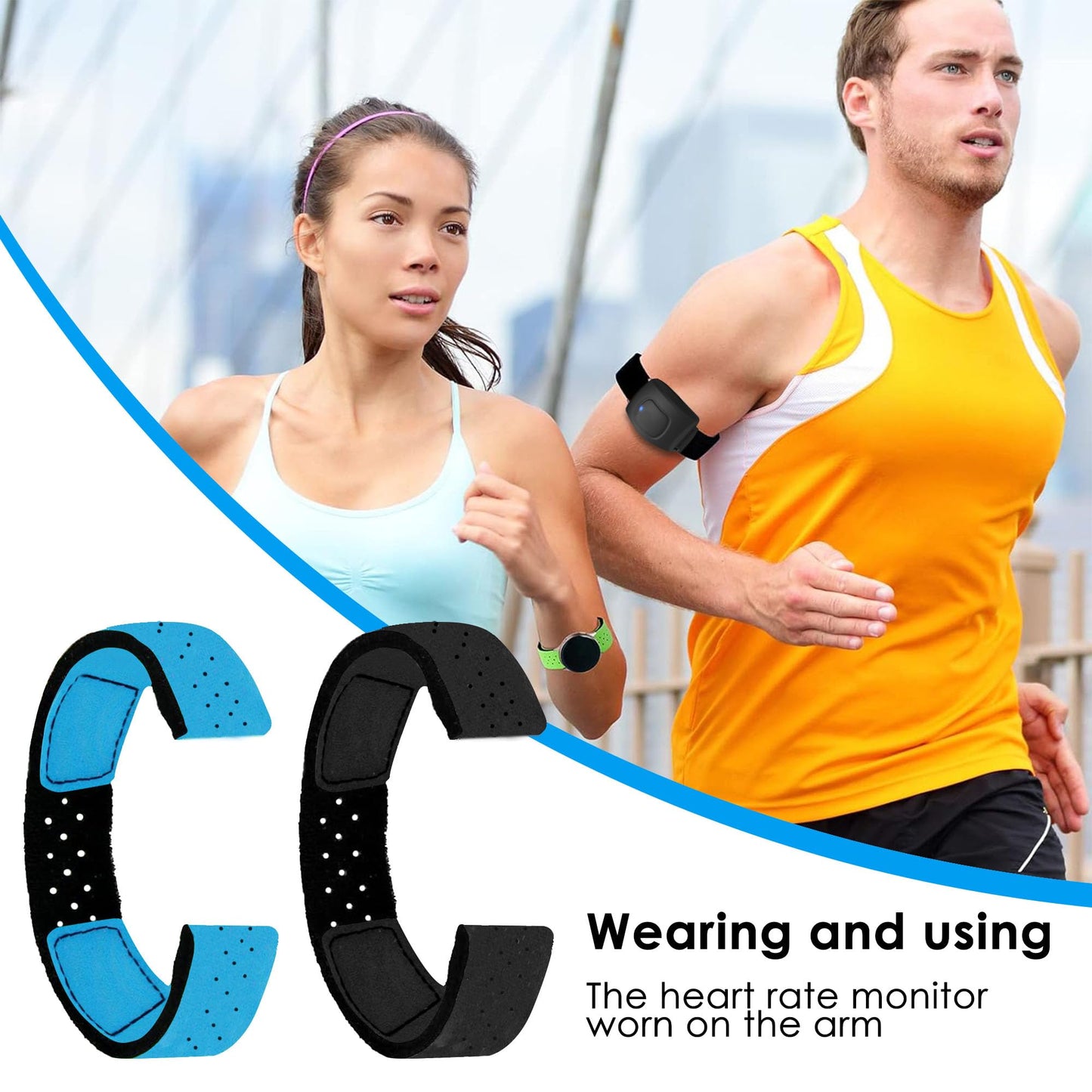 TOCCOOL 4-Pack Heart Rate Monitor Replacement Strap, Adjustable Armband Compatible with Scosche Rhythm+ 2.0, CooSpo HW706 HW9 HW8 HW807, Breathable Elastic Sport Band