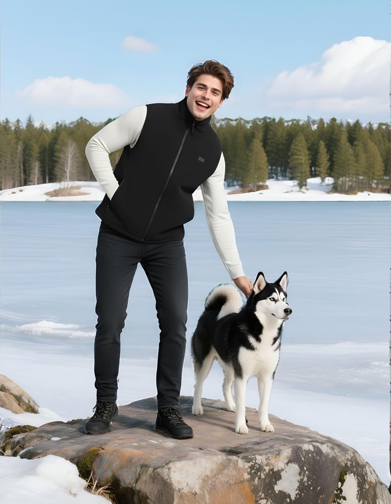 NAPALOOK Heated Vest for Men with Battery Pack Included (No Charger), 10 Heating Zones Polar Fleece Heated Vest & Gift Box Size L – Ideal for Outdoor Activities