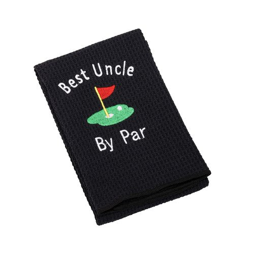 LEVLO Uncle Golf Towel Embroidered Golf Towel Gift Golf Father Gift Best Uncle by Par Golf Towel with Clip (Best Uncle-Black)