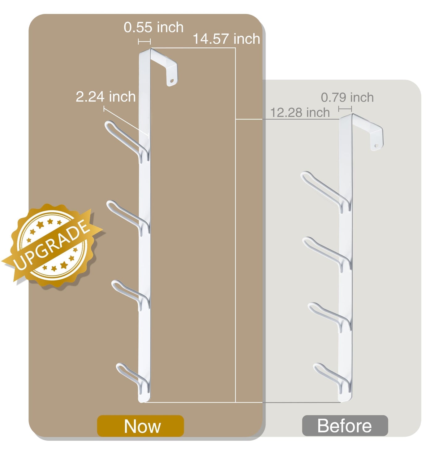 niffgaff Over Door Towel Hooks: Bathroom Hanger for Towels, Overdoor Coat Hook Hanging for Clothes Organizer, White, 2 PCS,for 1.7'' Door