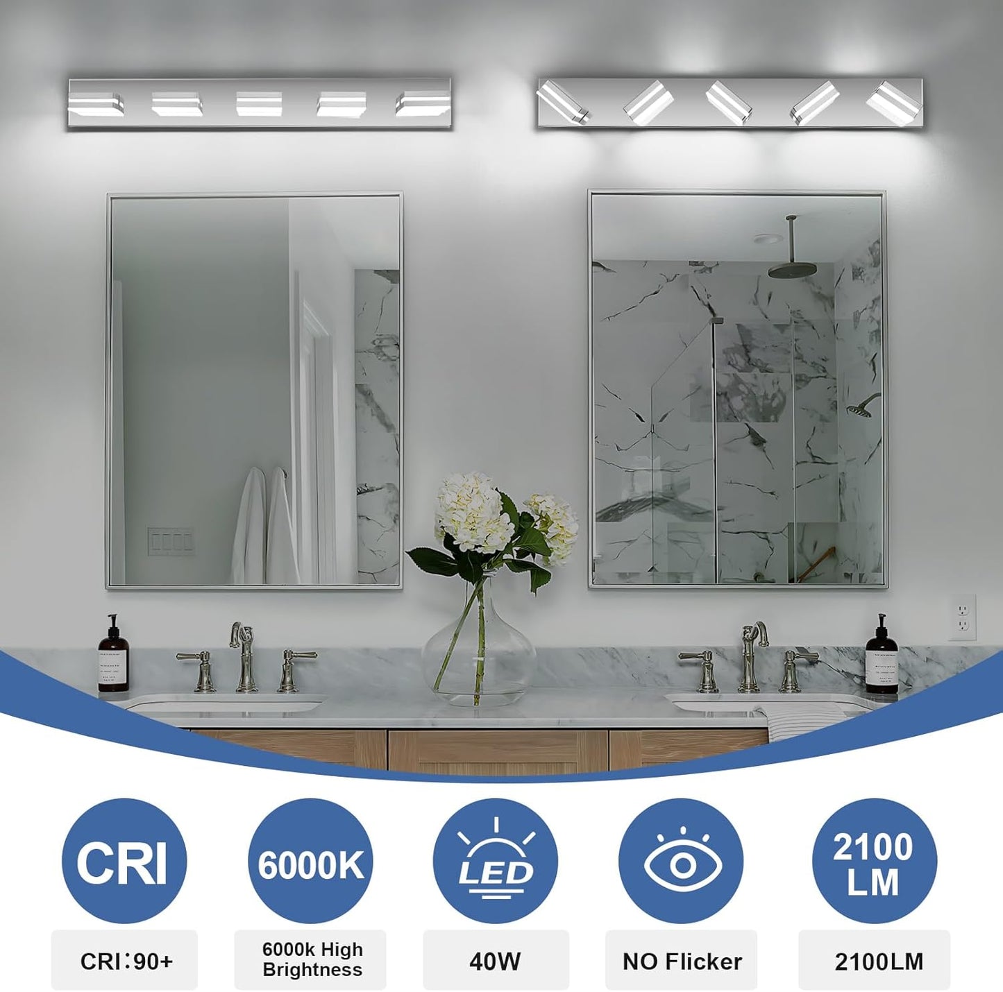 3-Light Modern LED Bathroom Vanity Light Fixture - Black Metal & Acrylic, 16-inch Over Mirror Lighting