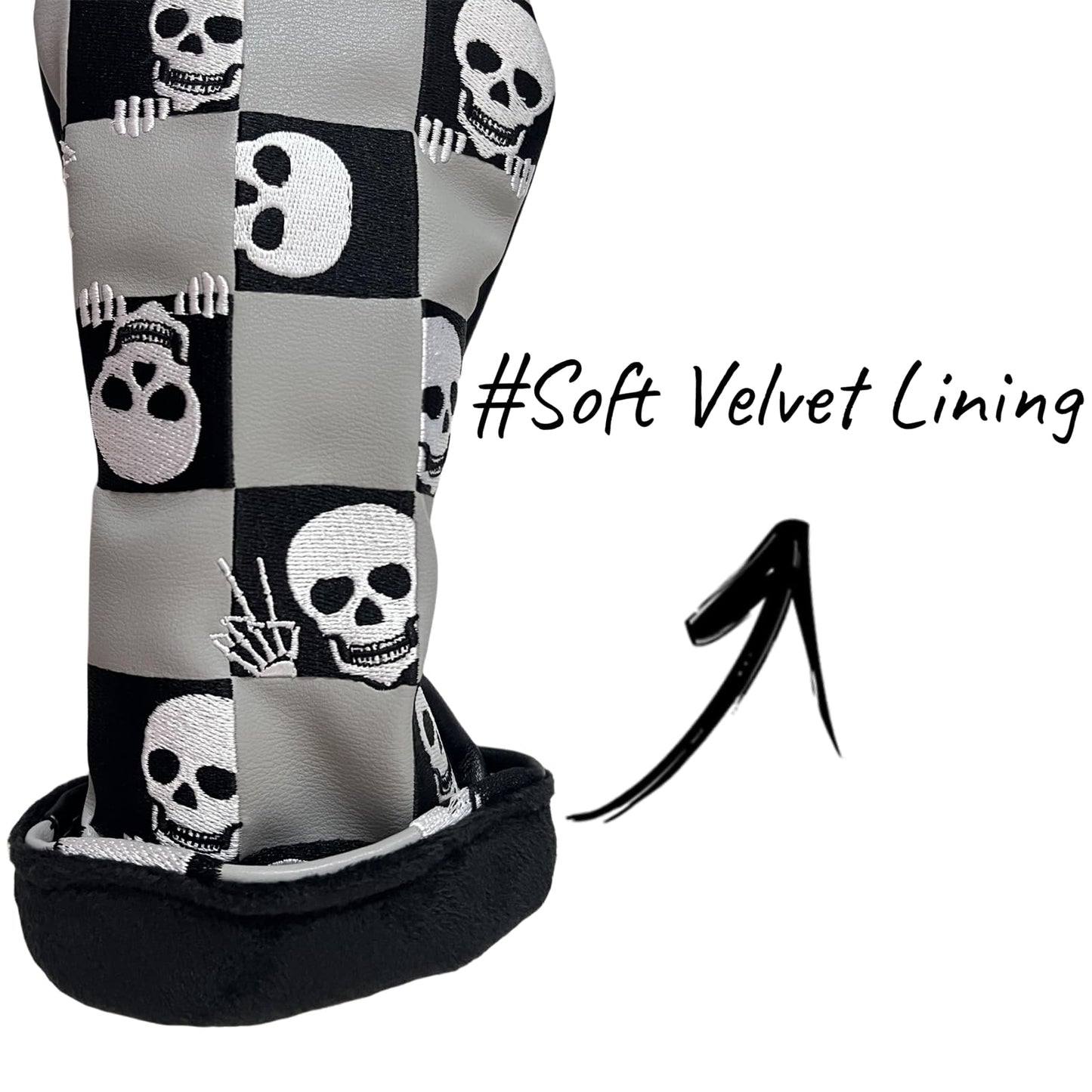 WTLJQQY Skull Golf Hybrid Headcover Golf Club Head Cover for Hybrids Rotatable #2 3 4 5 6 Ut Rescue Hybrid Cover, Gray