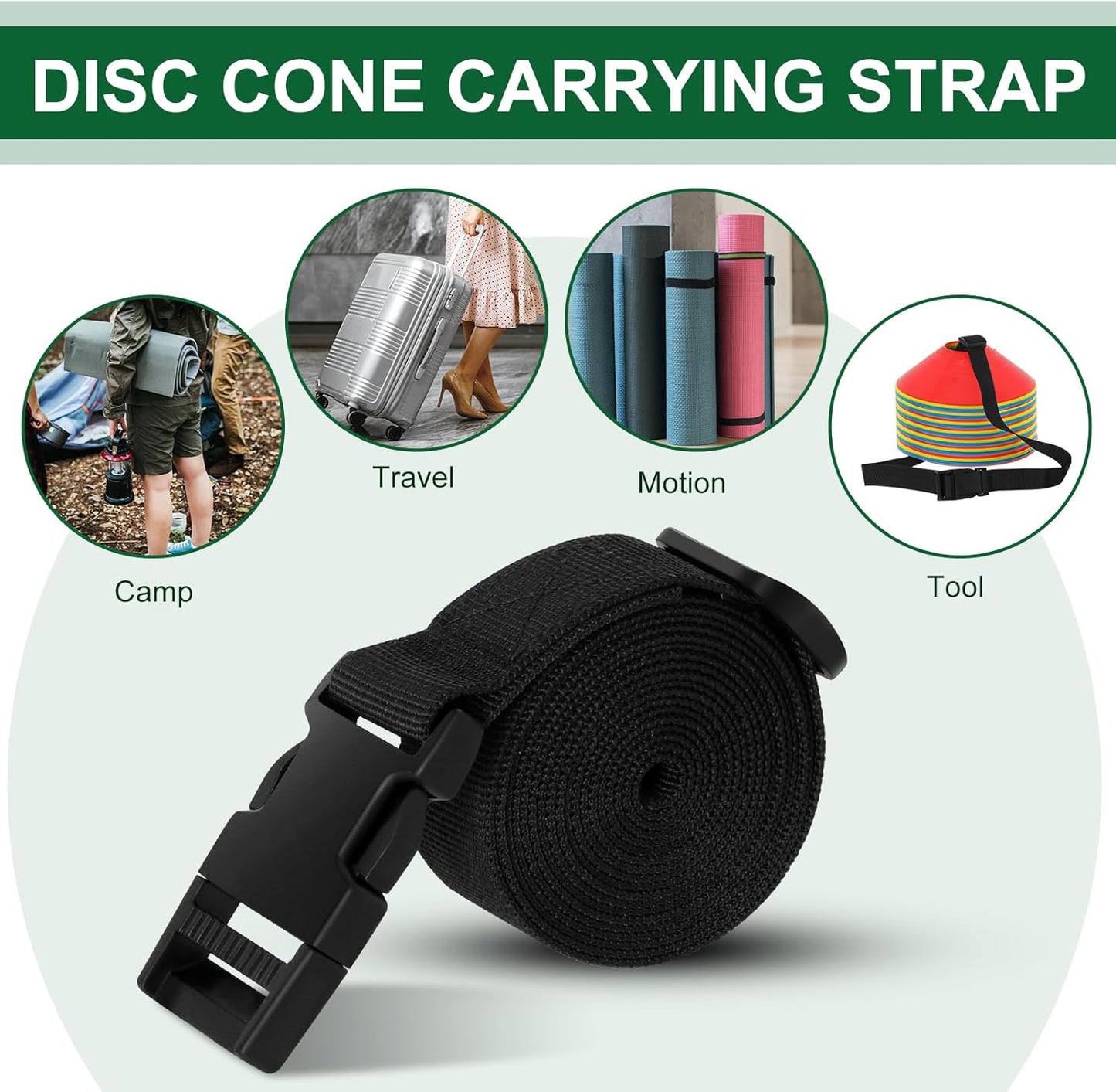 Skiennix Adjustable Cone Carrier Strap - 6.5 Feet Agility Disc Storage & Travel with Quick Snap Closure