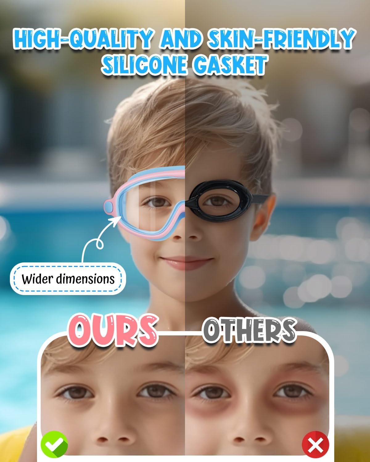 Rantizon Swim Goggles - Wide View Anti-Fog & UV Protection | 2-Pack for Adults & Kids