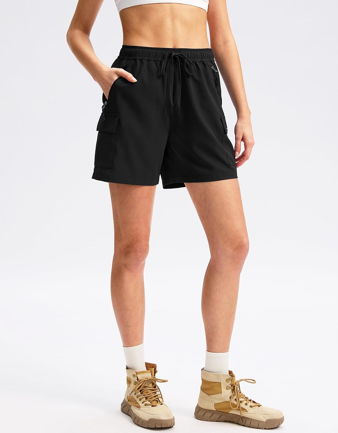 SANTINY Women's Hiking Cargo Shorts - Quick Dry Lightweight Summer Shorts with Zipper Pockets | 5''/7''/9'' Sizes