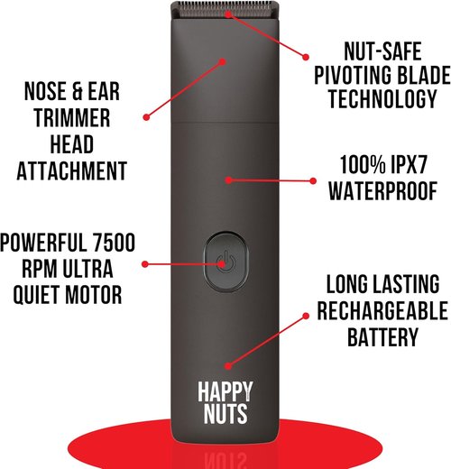 HAPPY NUTS Lumberjack 2.0 Men's Electric Body & Groin Hair Trimmer - Waterproof & Rechargeable Grooming Kit | Quiet Motor, Graphite Finish