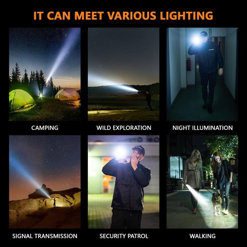 Rechargeable Led Flashlight High Lumens,30W Super Bright Flashlight,2000 Lumen Magnetic Flashlight with 9 Modes,Waterproof Strong Police Flash Light for Emergencies,Car,Camping,Hiking,Home,Outdoor