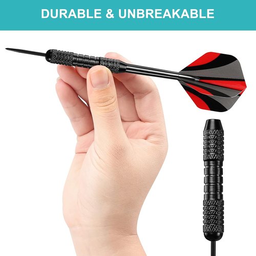 Accmor Steel Tip Darts Set - 12 Pack of 24g Professional Metal Darts for Ultimate Precision