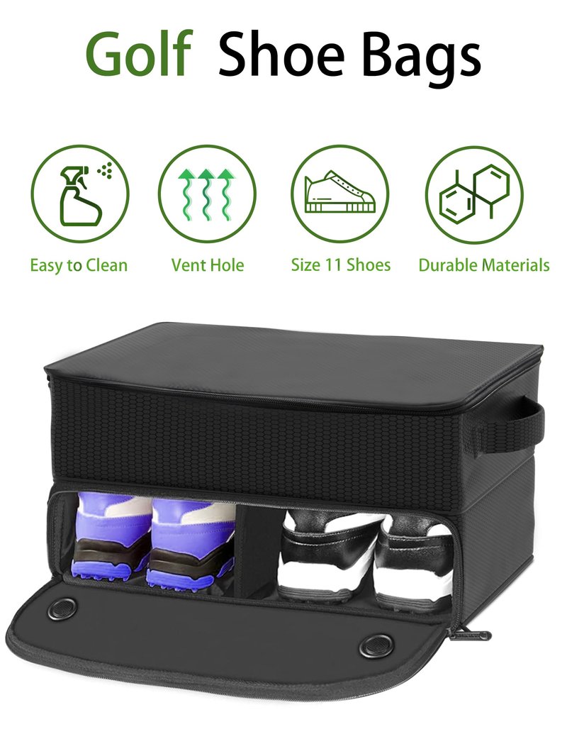 CAMPLAND 2 Layer Trunk Organizer, Waterproof Car Locker for 2 Pair Shoes, Durable Trunk Storage for Balls, Tees, Clothes, Gloves, Accessories, Golf Gifts