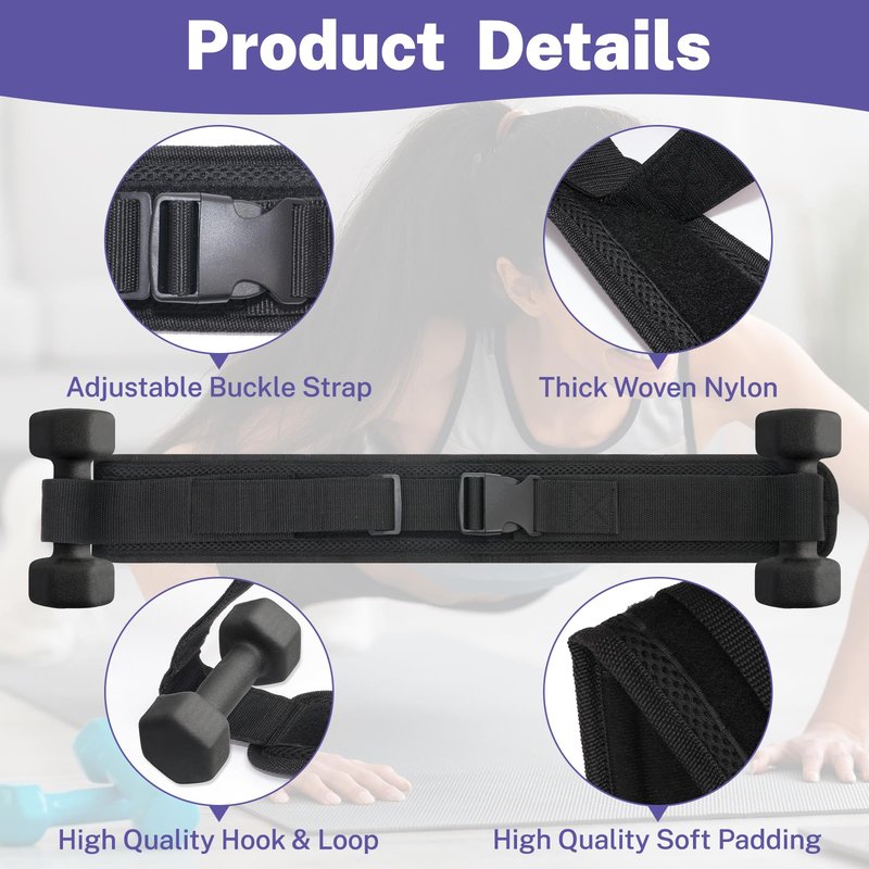 Hip Thrust Belt for Dumbbells, Adjustable Hip Thrust Slip-Resistant Padding, Exercise Belt for Glutes & Squats, Comfortable Weightlifting Belt Support for Glute Workout Equipment, Use with Heavy Duty Kettlebells & Plates Up to 400 lbs
