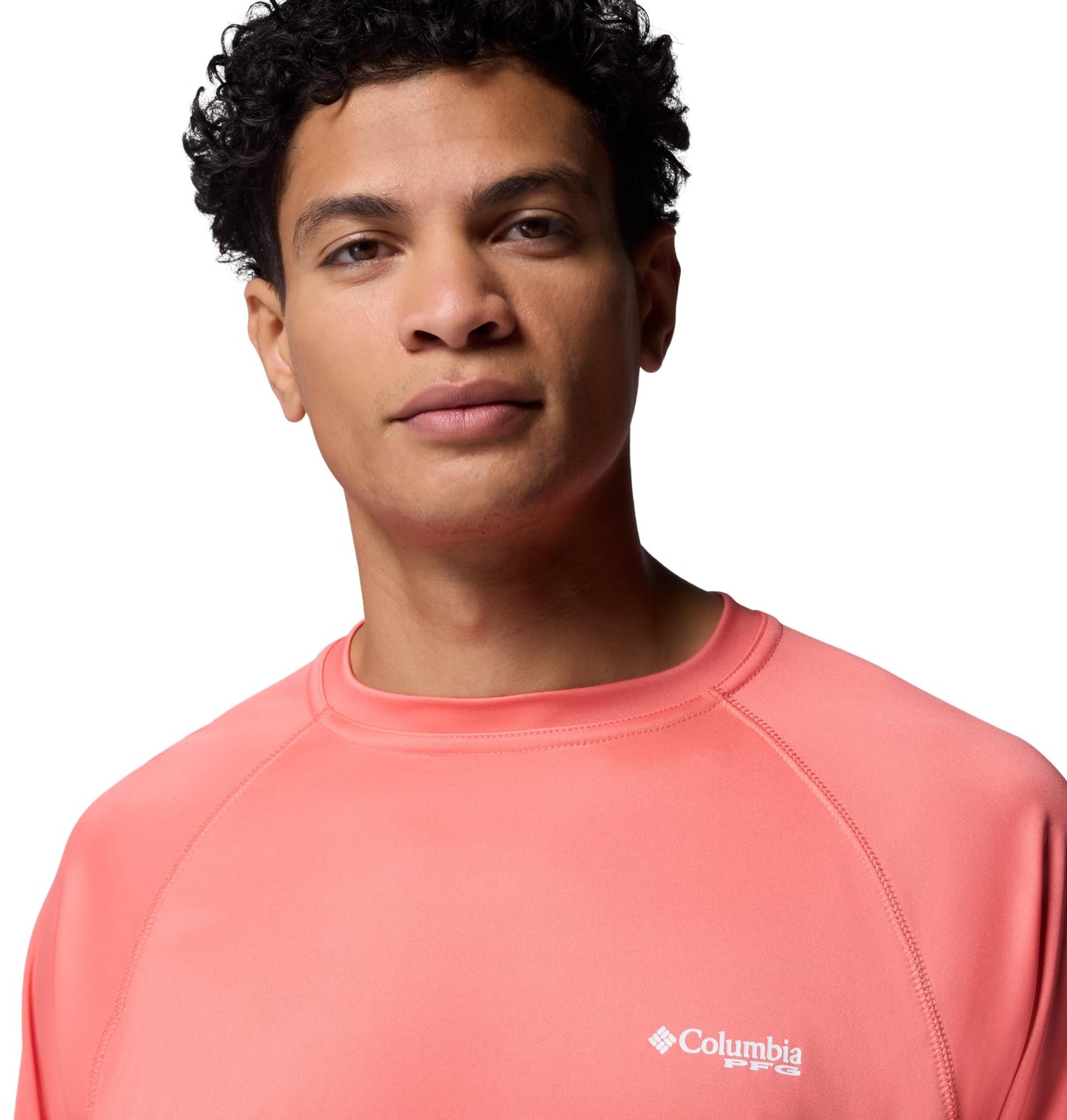 Columbia Men's PFG Terminal Tackle Long Sleeve Fishing Shirt, Melonade/White Logo, Large Tall
