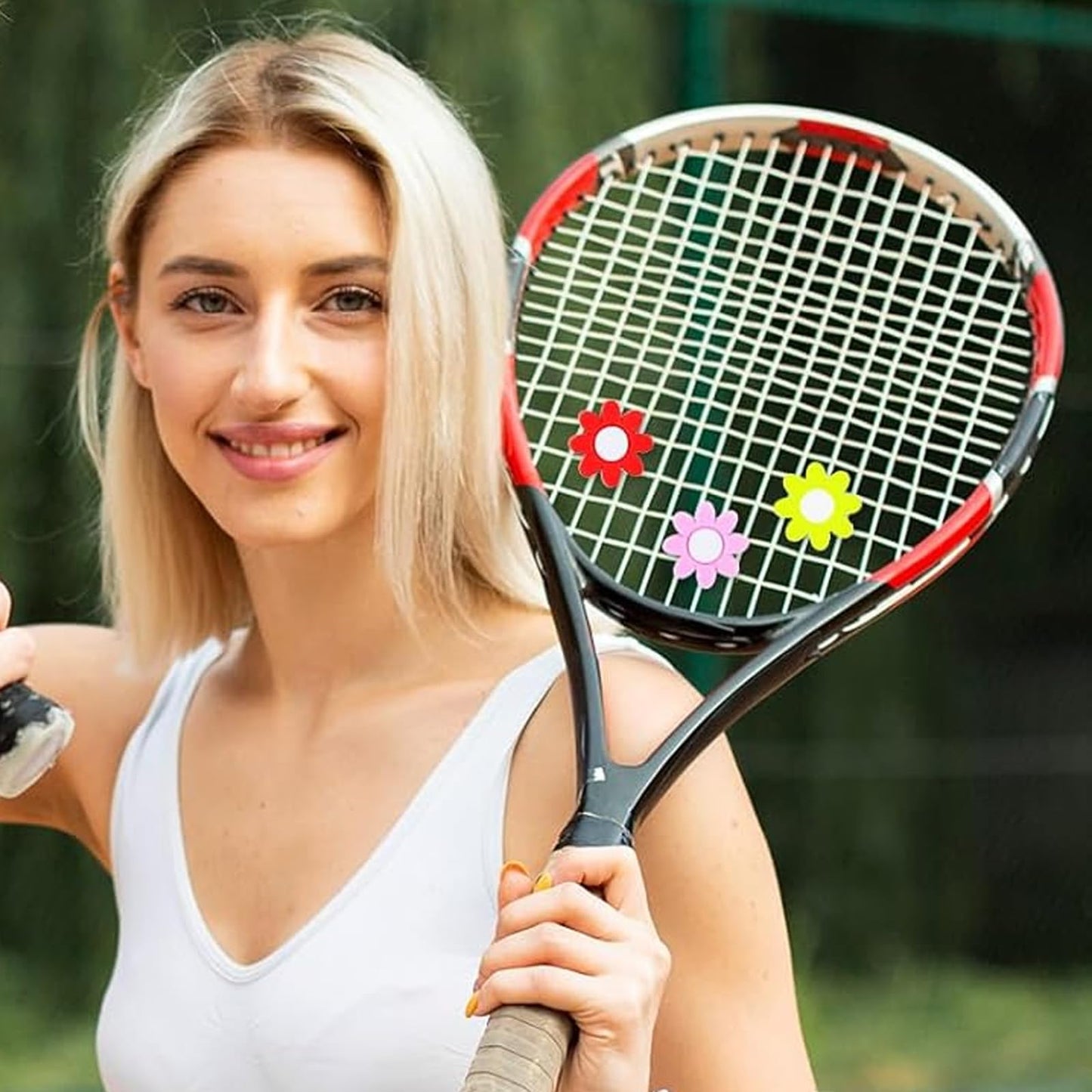 LINYUEARUI Tennis Dampener, Flower Shaped Shock Absorber for Vibration & Noise Reduction, 10-Pack Soft Silicone Vibration Dampeners for Better Feel and Control, Pro Tennis Gear Accessories