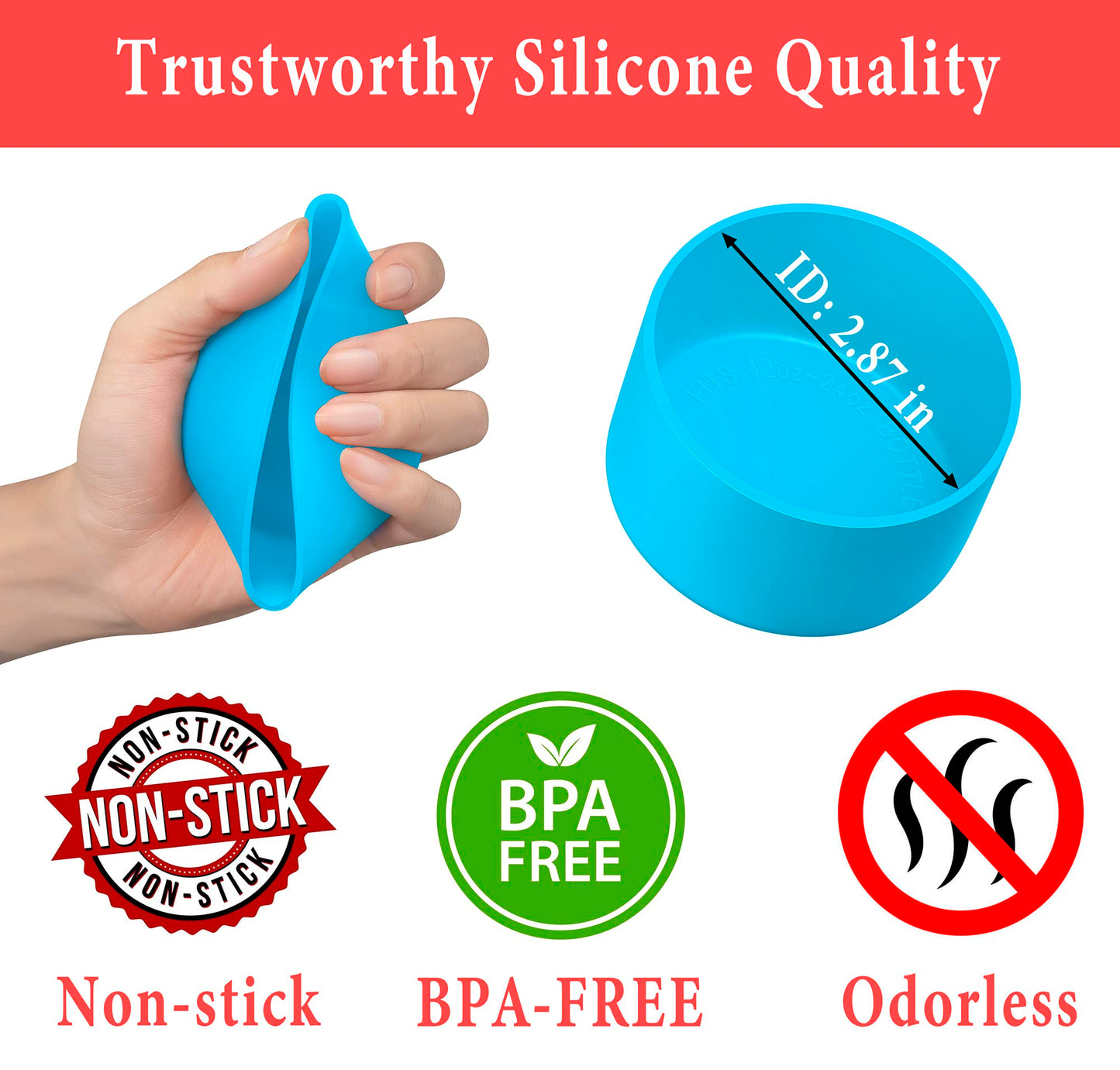 KTKUDY 2Pcs Silicone Boot for Stanley Quencher Tumbler 30 oz 40 oz & IceFlow 20 oz 30 oz & Fit Owala Freesip Water Bottle & Fit Hydro Flask & More - Cup Bottom Accessories Fit Stanley Cup, Skyblue