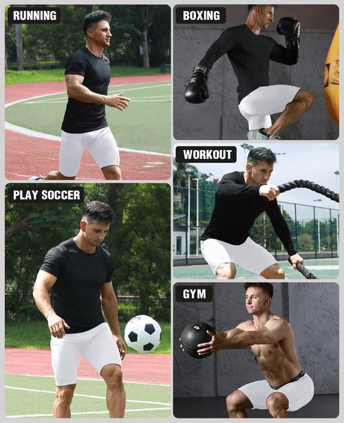 Niksa 2/4 Pack Compression Shorts Men with Pocket, Spandex Running Shorts Sport Athletic Workout Performance Underwear