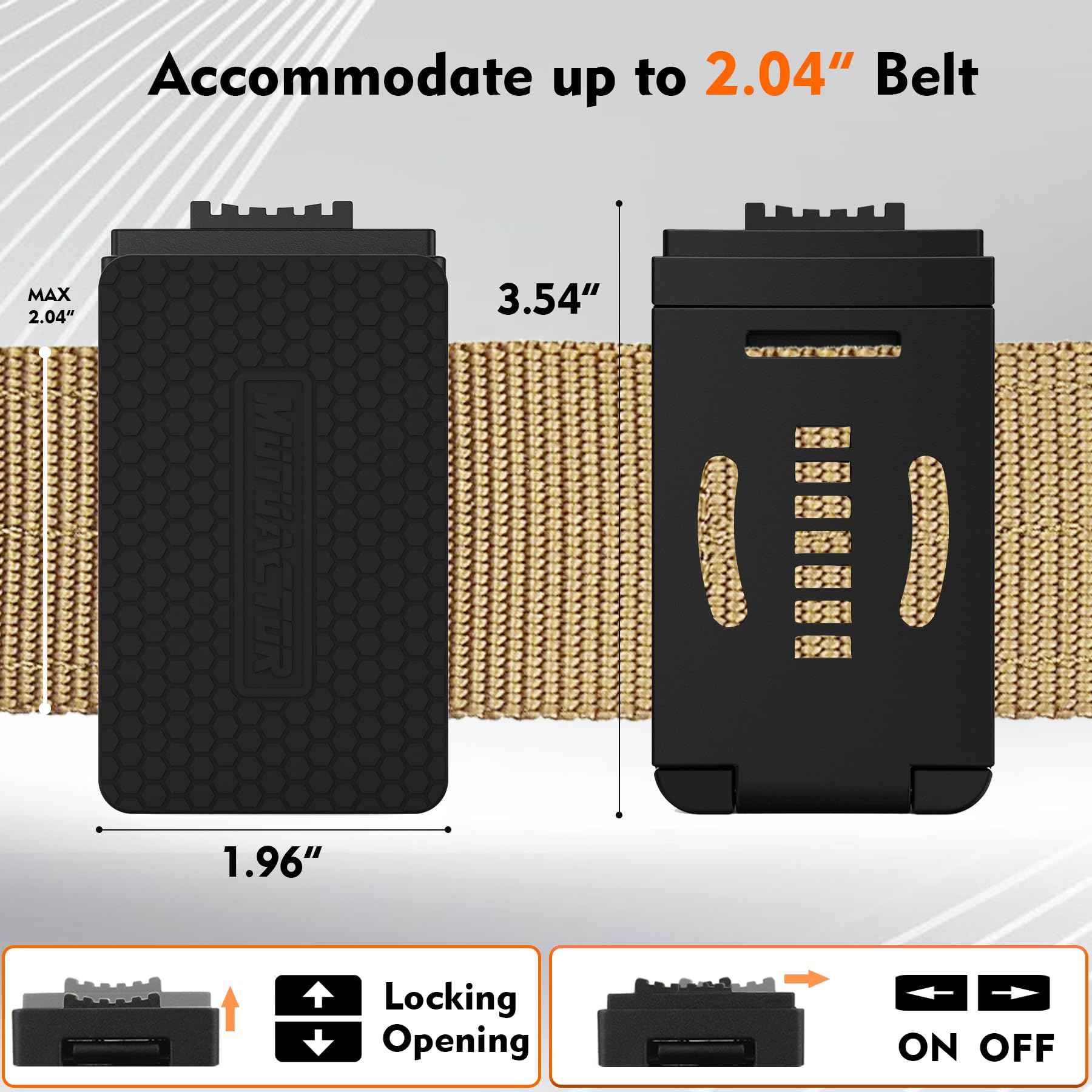 MUTUACTOR Magnetic Belt Clip Heav Duty, 2PCS Super Strong Tool Belt Tool Holster,Anti-Slip Rubber Coated Magnetic Belt Clip for Organizing Screwdrivers Hammers Wrenchs