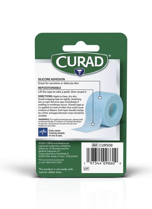 CURAD Truly Ouchless! Silicone Tape, 1" x 4yds, 4ct