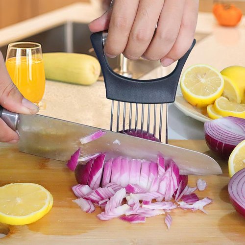 JAYVAR Onion Holder - Stainless Steel Vegetable Cutter for Slicing Onions, Tomatoes & More