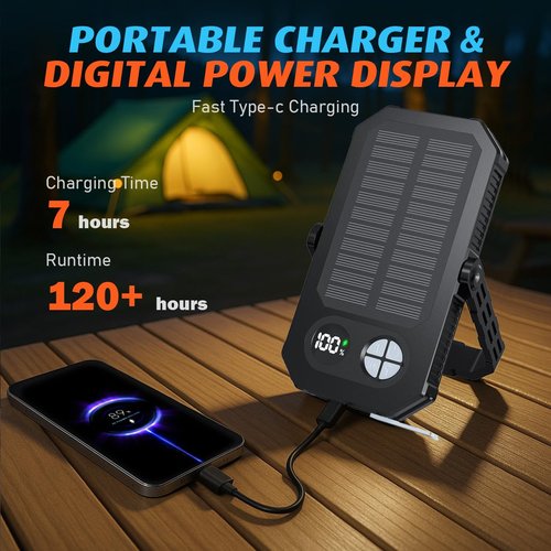 LED Camping Lantern Rechargeable, 10000mAh Portable Camping Lights up to 120+ Hours, 12 Light Modes, Dimmable, LCD Digital Display, Waterproof, Camping Essentials for Power Outages, Emergency
