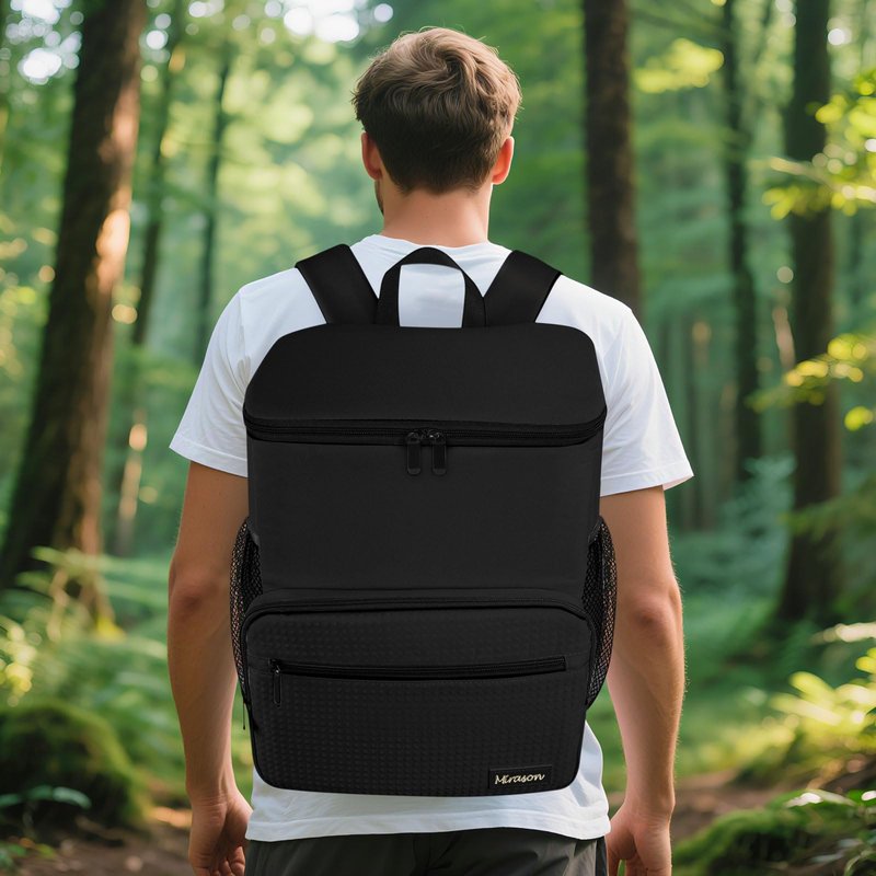 MIRASON Cooler Backpack Insulated Leak Proof Beach Backpack Cooler Bag, Cooling Beer Lunch Backpack Cooler for Men Women Picnic Hiking Camping Travel with 4 Pockets, Black