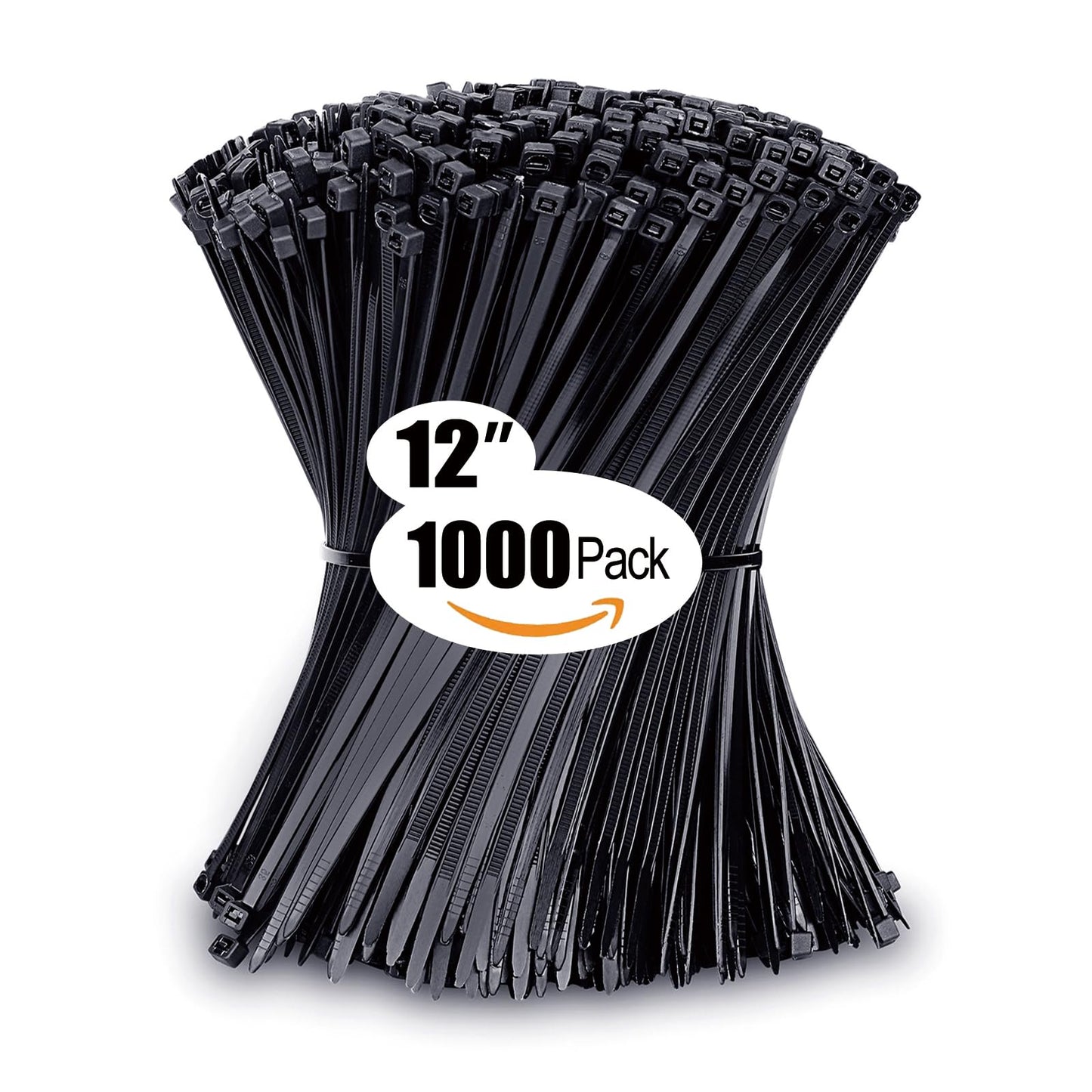 Zip Ties 12 inch with 45 lb Tensile Strength, Black Cable ties, 1000 Pack, ANOSON