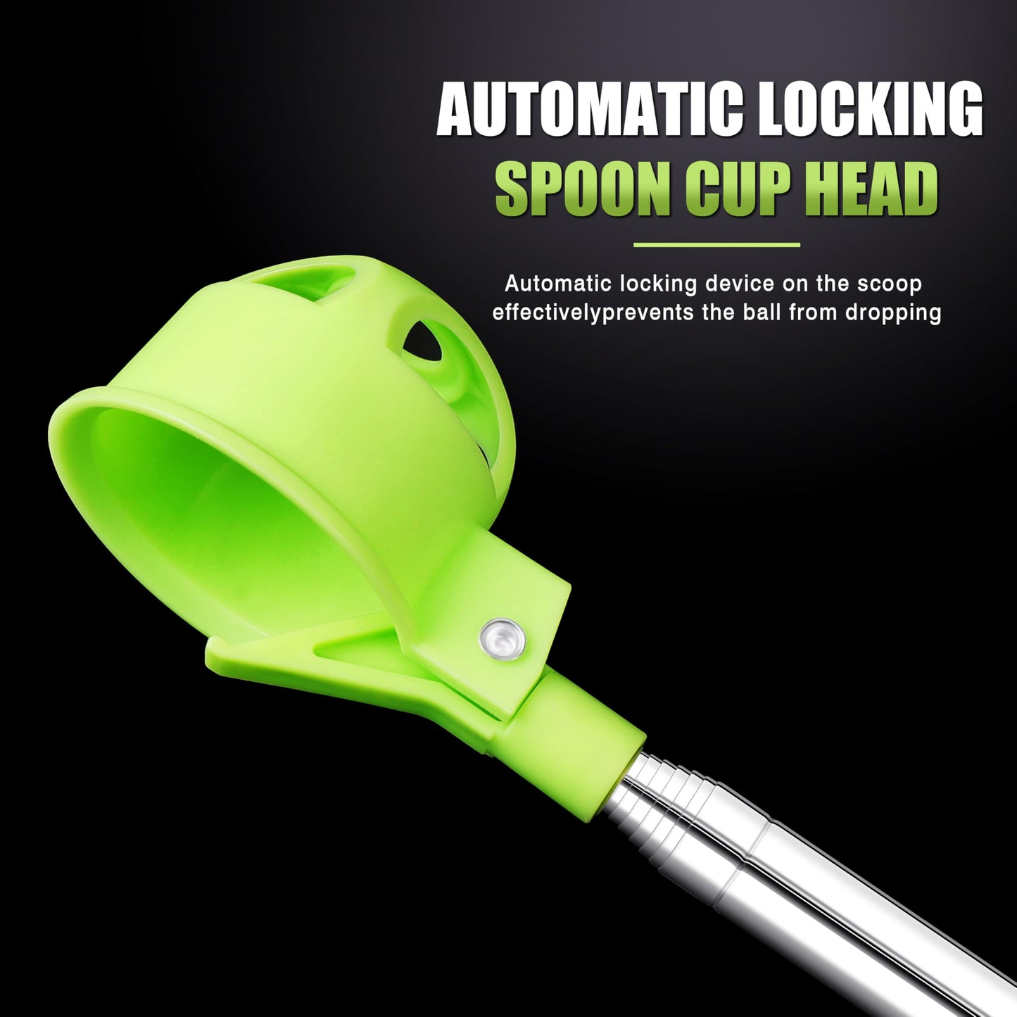 GEAVOUED Golf Ball Retriever for Water，9Ft/12Ft/14.5Ft/16.3Ft Telescopic Stainless Steel with Locking Clip Golf Ball Retriever (9Ft)