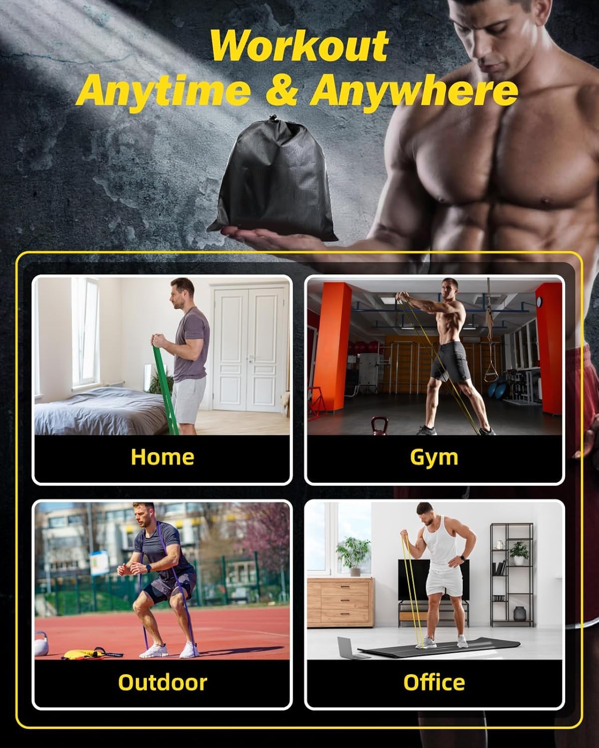 Resistance Bands Set - 5 Adjustable Exercise Bands, Handles, Door Anchor and Carry Bag | Pull Up Assistance Bands, Workout Bands Resistance, Large Rubber Bands Heavy Duty & Bands for Working Out