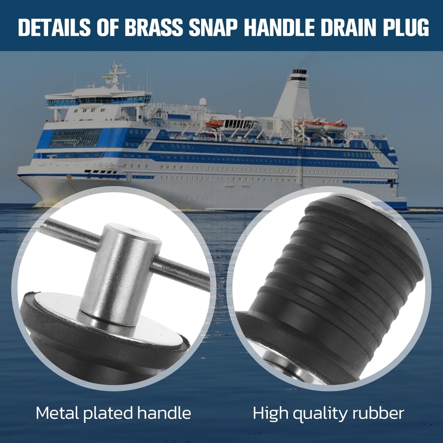 Boat Plug Set by [Brand Name] - 4-Pc T Handle Drain Plugs with Brass/Stainless Steel Handle | 1 Inch