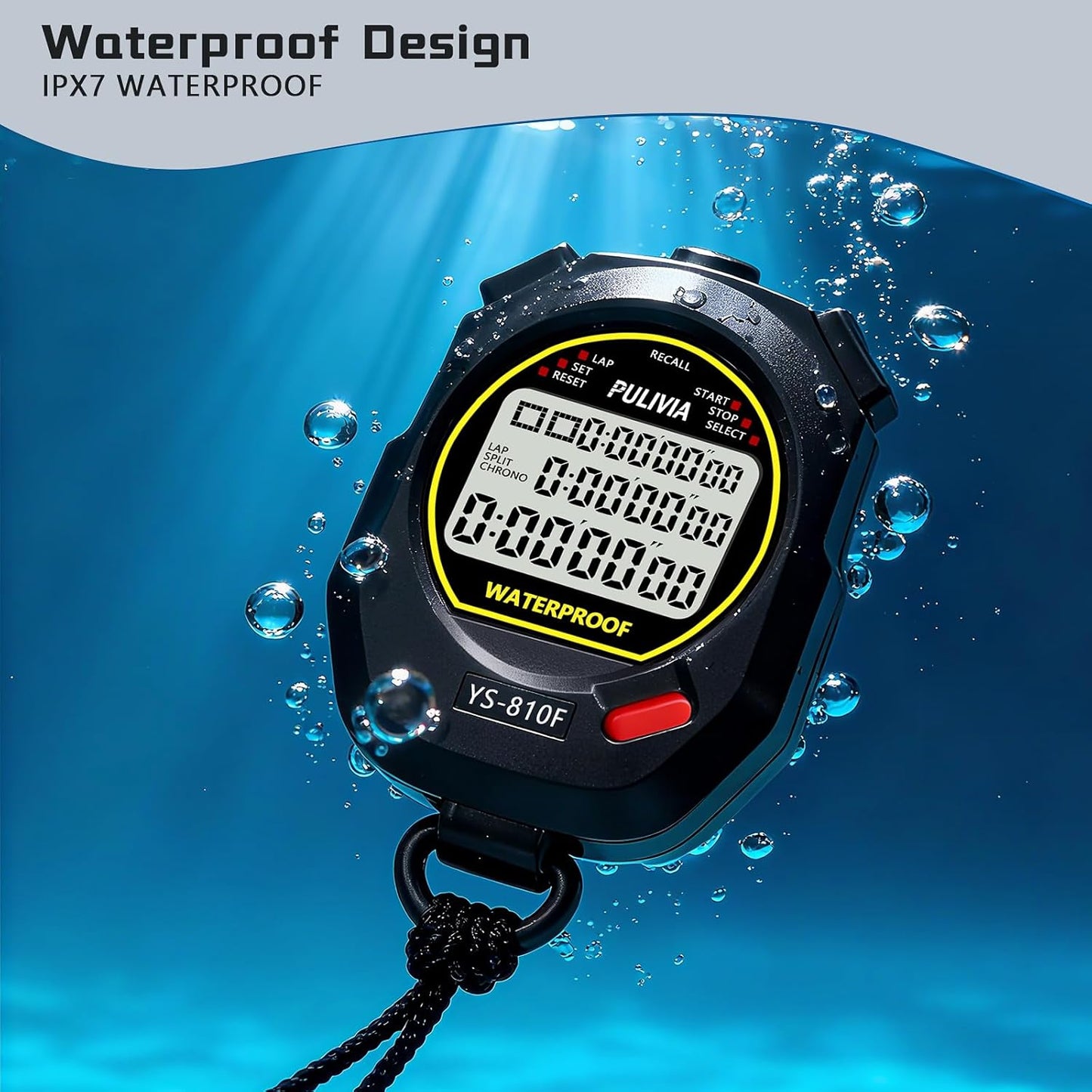 Skiennix Waterproof Stopwatch Timer - 10 Lap Split Memory for Sports & Training