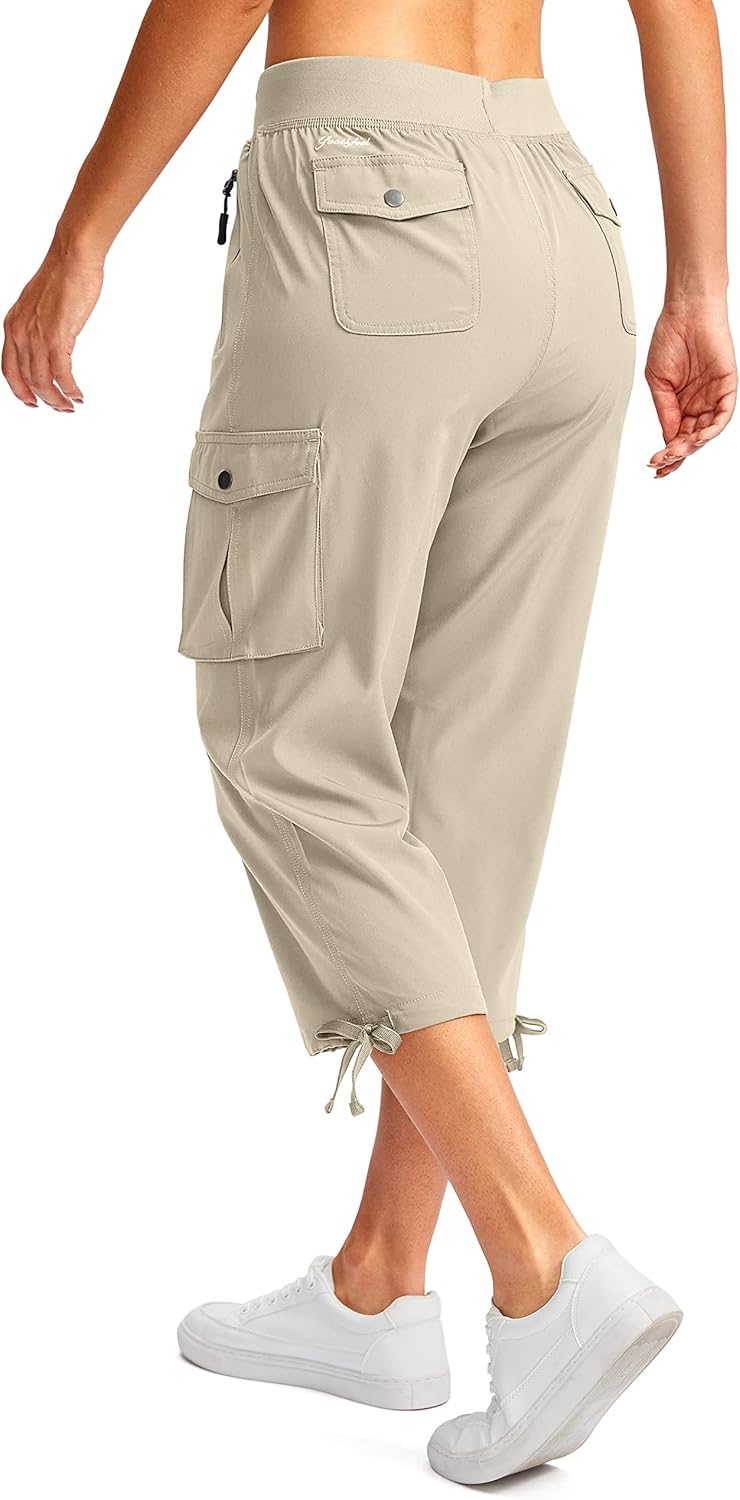 Soothfeel Women's Cargo Capris - Lightweight Quick-Dry Travel Pants with 6 Pockets | Summer Casual Wear
