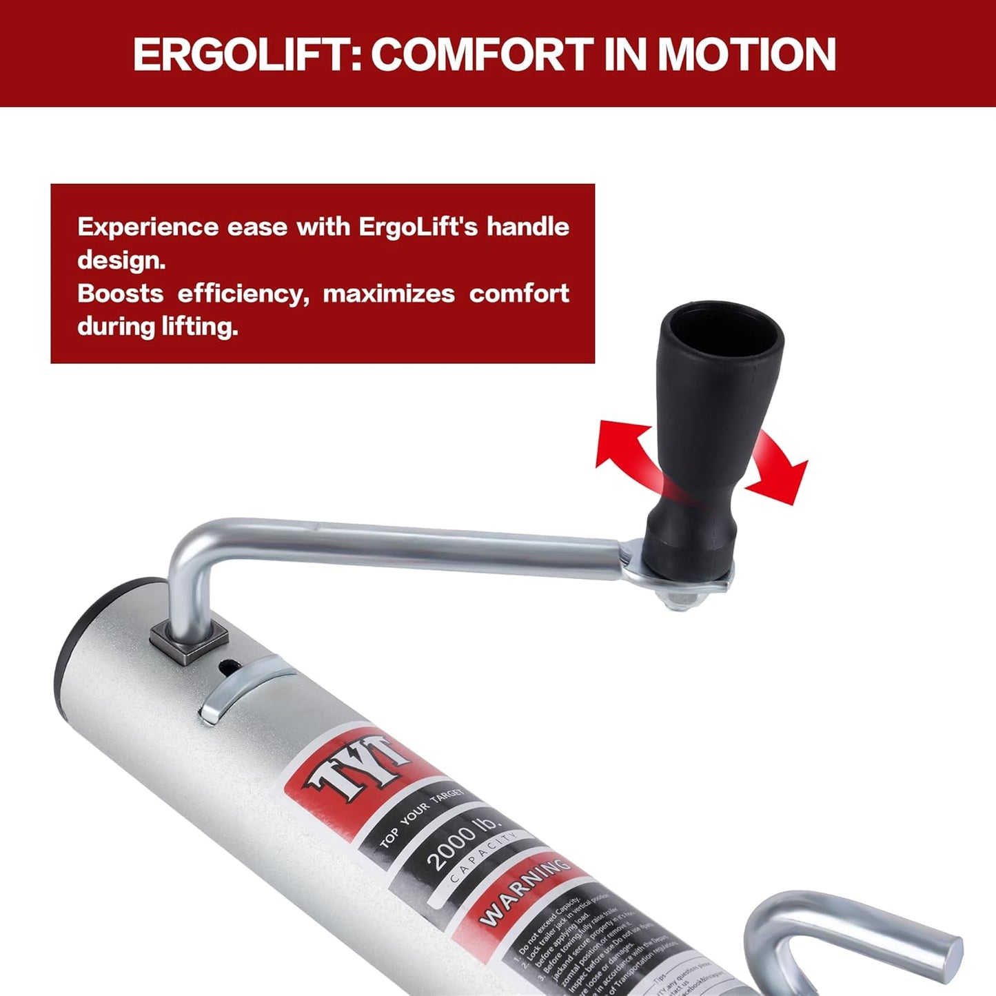 TYT Heavy-Duty Boat Trailer Jack - 2000 lbs Capacity, 12-Inch Lift, Zinc-Plated with 6-Inch Dual Wheels