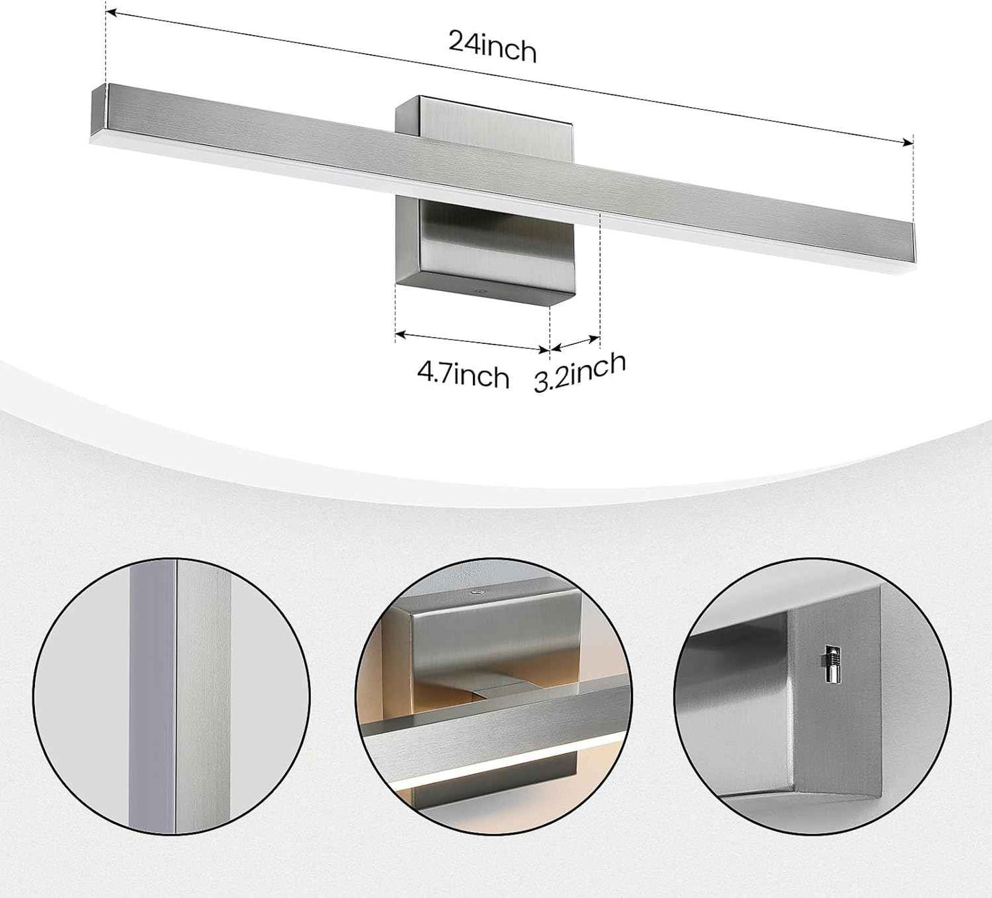 24-Inch Dimmable Gold Bathroom Vanity Light - Modern LED Bar Fixture for Over Mirror