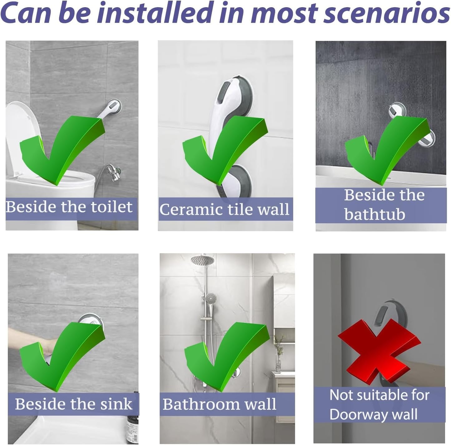 1 Pack Grab Bars for Showers - Shower Handle Strong Suction Shower Bar, Safety Grab Bars for Bathtubs and Showers Chair for Inside Shower Accessories, Bathroom Grab Bar for Seniors, Handicap,Elderly