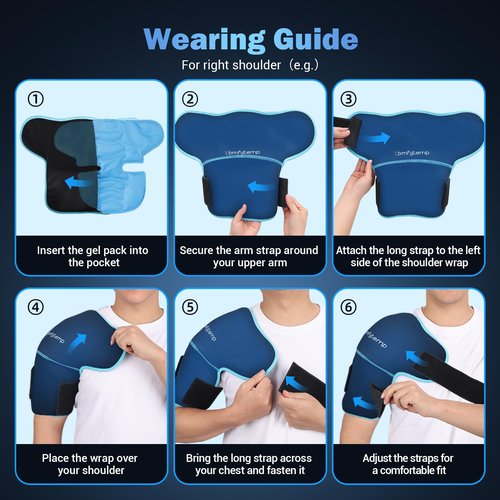 Comfytemp Shoulder Ice Pack Wrap Shoulder Brace Compression Sleeve for Shoulders Pain Relief, 2 Gel Ice Packs for Injuries Reusable, Cold Therapy for Rotator Cuff Recovery, Arm, S/M