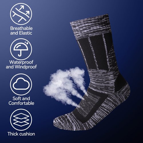 Jspupifip Unisex Waterproof Socks Water Resistant Socks Waterproof Breathable Hiking Wading Skiing Fishing Sock for Men Women, Grey-M
