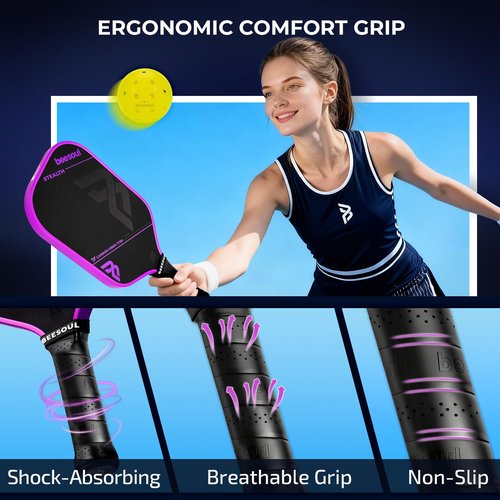 Beesoul Pickleball Paddle with Thermoformed T700 Raw Carbon Fiber Surface, Built for Max Spin Power and Control with 16mm Power Honeycomb Core Large Sweet Spot, USAPA Approved