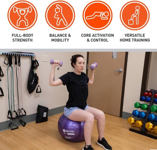 Body Sport Exercise Ball - Stability & Balance Trainer with Pump | Ideal for Home, Gym & Pilates