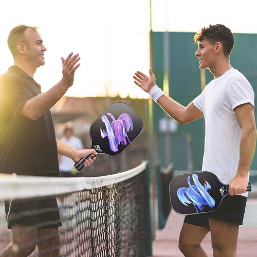 DOKOU Pickleball Paddles, Pickleball Paddle with Fiberglass Face and Polypropylene Honeycomb Core, Pickleball Paddle Set of 2 with 1 Bag and 4 Pickleballs